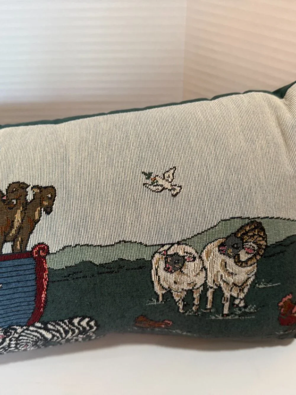 Vintage Noahs’s Ark Tapestry Large Bolster style Pillow